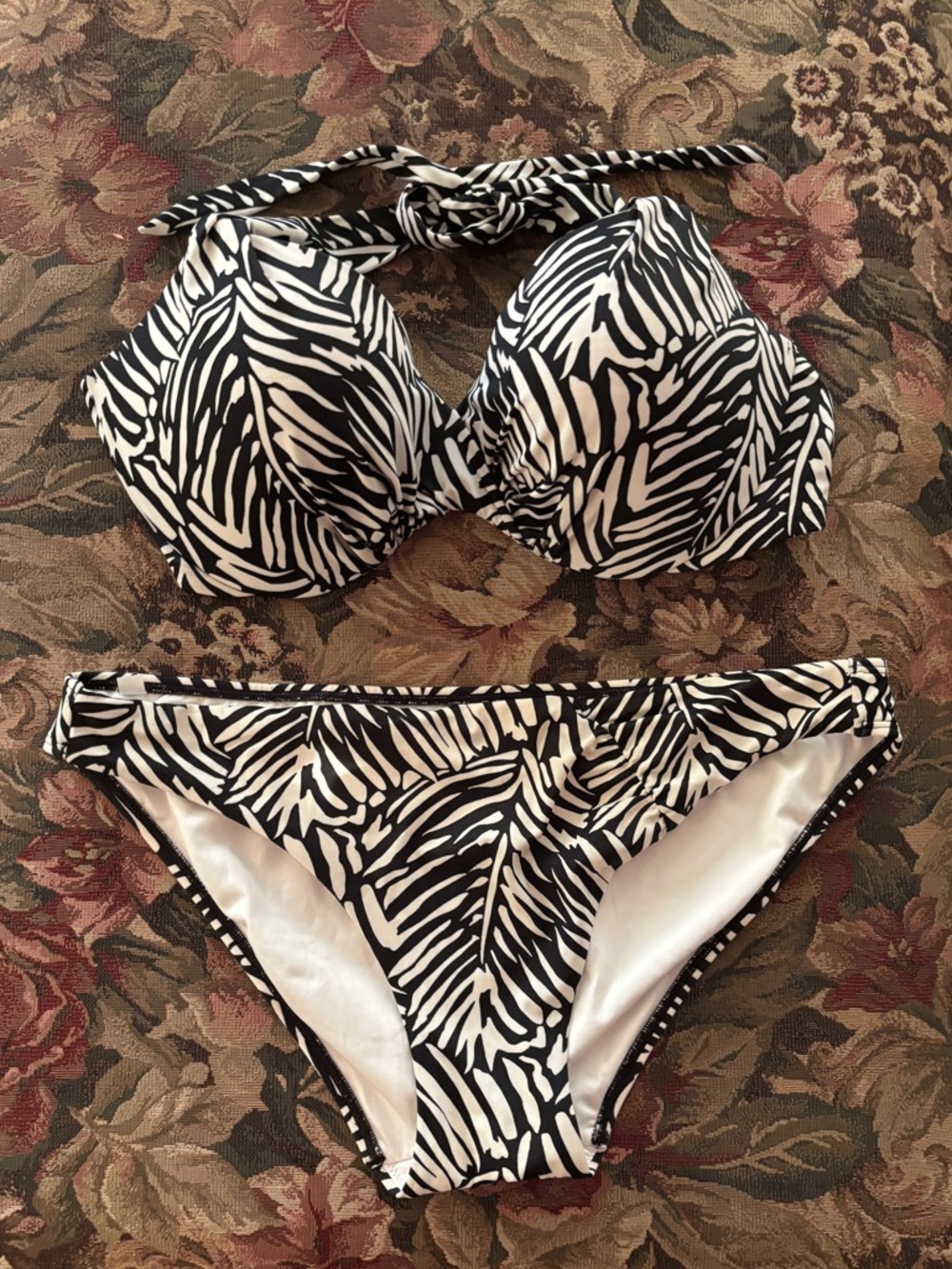Victoria’s Secret Zebra Print Halter Bikini Set - Black & White 34DDD/XL